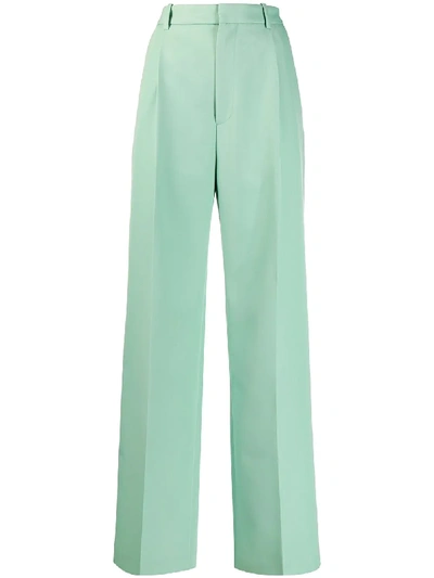 Plan C Tailored Wide-leg Trousers In Green