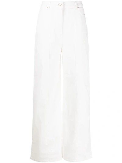 Shop Aalto Stitch Detail Wide-leg Jeans In White