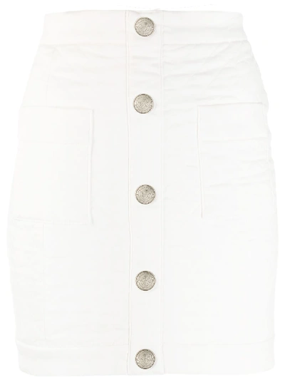 Balmain Mini High-waisted Quilted Skirt In White