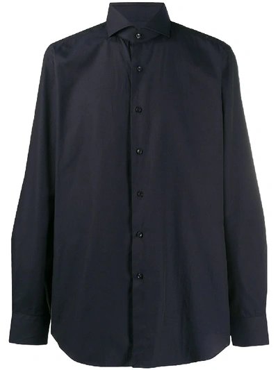Shop Xacus Spread-collar Shirt In Blue