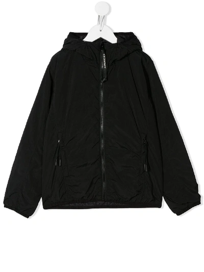 C.p. Company Goggle-hood Zip-up Jacket In Black