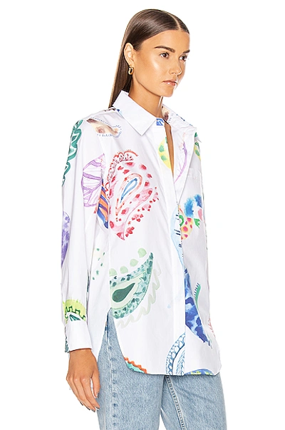Shop Rosie Assoulin Button Up Paisley Shirt In White Multi