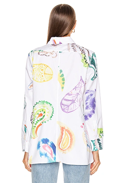 Shop Rosie Assoulin Button Up Paisley Shirt In White Multi