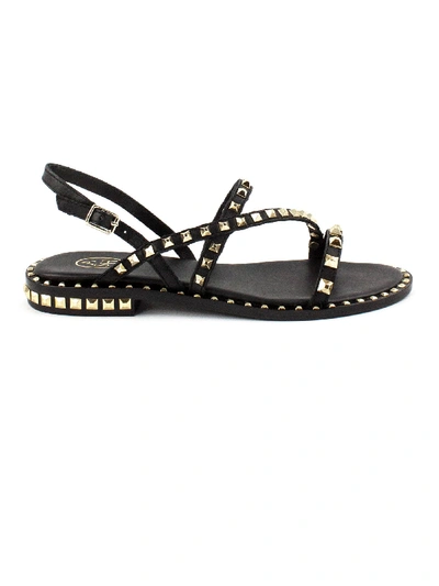 Shop Ash Black Leather Sandals In Nero