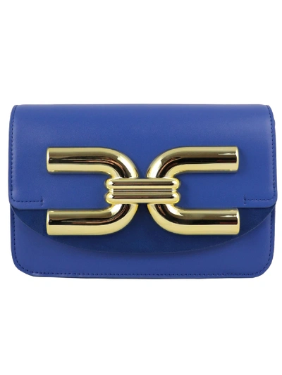 Shop Elisabetta Franchi Celyn B. Big Logo Shoulder Bag In Cobalt