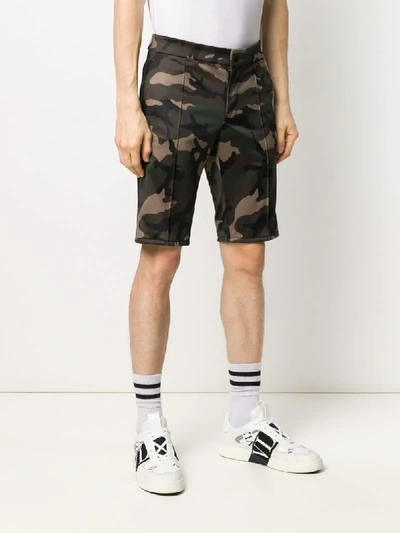Valentino Camouflage Tailored Bermuda Shorts In Green