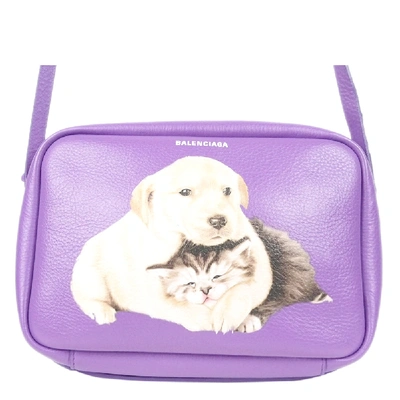 Pre-owned Balenciaga Purple Leather Puppy And Kitten Camera Bag
