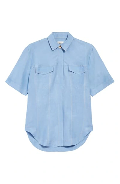 Shop Aje Overture Oversize Linen Blend Shirt In Cel