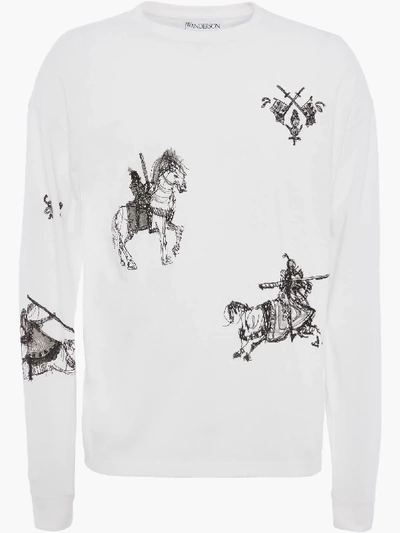 Shop Jw Anderson Camelot Print Long Sleeves T-shirt In White