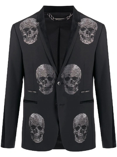 Shop Philipp Plein Embellished Skull Blazer In Black