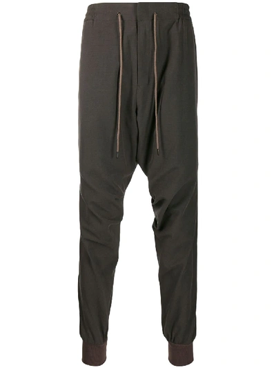 Shop Devoa Dropped-crotch Track Trousers In Grey