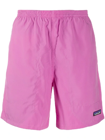 Shop Patagonia Logo Patch Swim Shorts In Pink