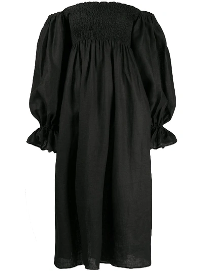 Shop Sleeper Atlanta Linen Midi Dress In Black
