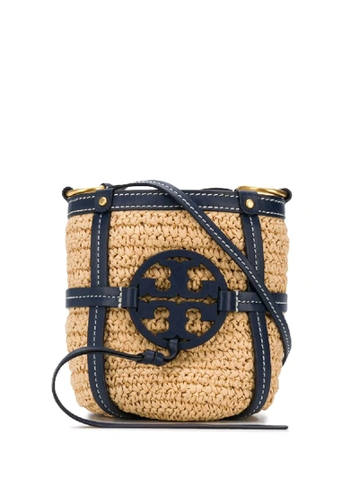 Shop Tory Burch Miller Mini Bucket Bag In Neutrals