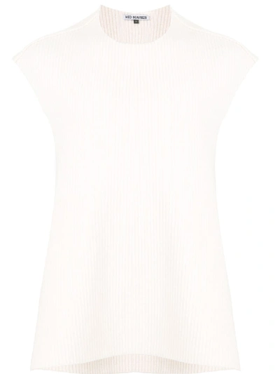 Shop Hed Mayner Ribbed Sleeveless Jumper In White