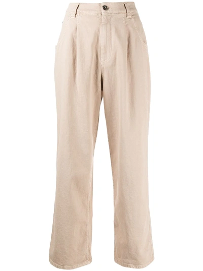Shop Brunello Cucinelli Wide-leg Trousers In Neutrals