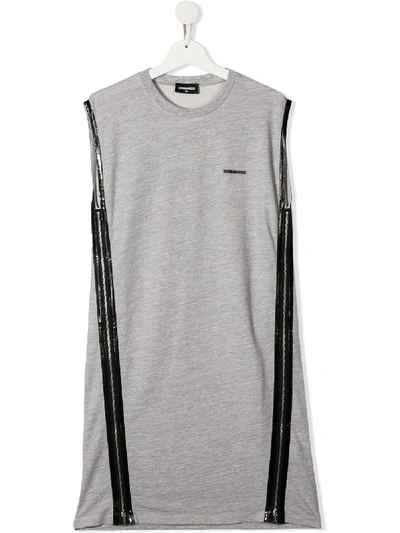 Shop Dsquared2 Teen Sleeveless Jersey Dress In Grey