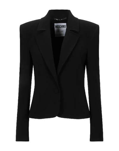 Shop Moschino Woman Blazer Black Size 10 Polyester, Polyurethane