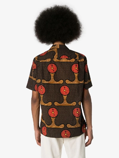Shop Gitman Vintage Y'all Know The Time Printed Cotton Shirt In Brown