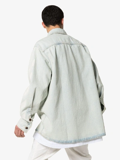 Shop Off-white Oversized Denim Shirt In Blue