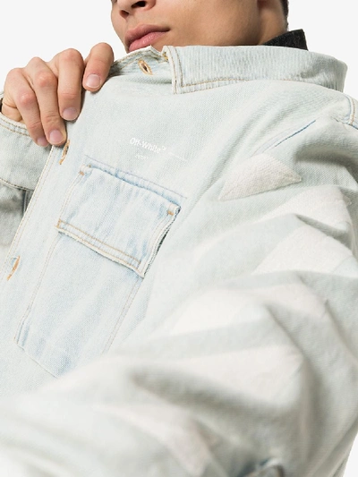 Shop Off-white Oversized Denim Shirt In Blue