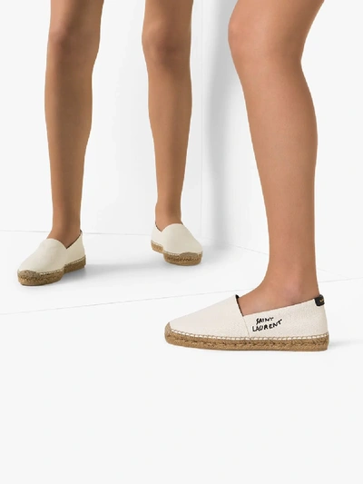 Shop Saint Laurent Neutral Logo Canvas Espadrilles - Women's - Leather/rubber/cotton/cottonlinen/flaxpolyurethane In Neutrals