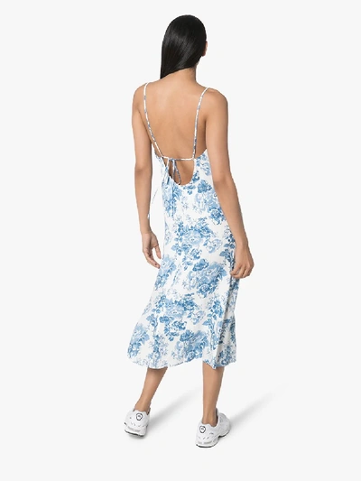Shop Reformation Chianti Floral Print Slip Dress In Blue