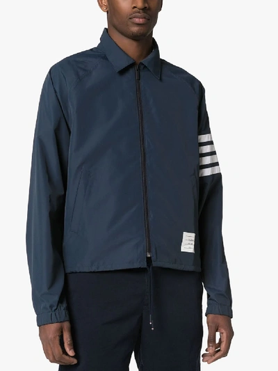 Shop Thom Browne 4-stripe Sleeve Jacket In Blue