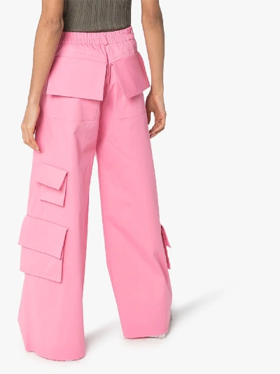 Shop Natasha Zinko Wide Leg Cotton Cargo Trousers In Pink