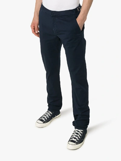 Shop Orlebar Brown Campbell Cotton Trousers In Blue