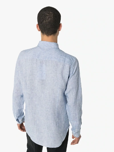 Shop Orlebar Brown Giles Linen Shirt In Blue