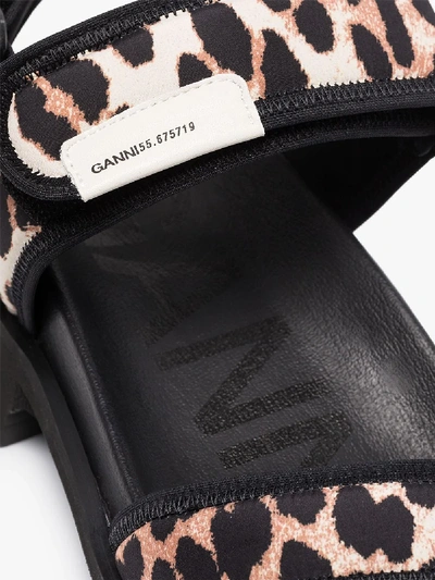 Shop Ganni And Brown Leopard Print Sandals In Black