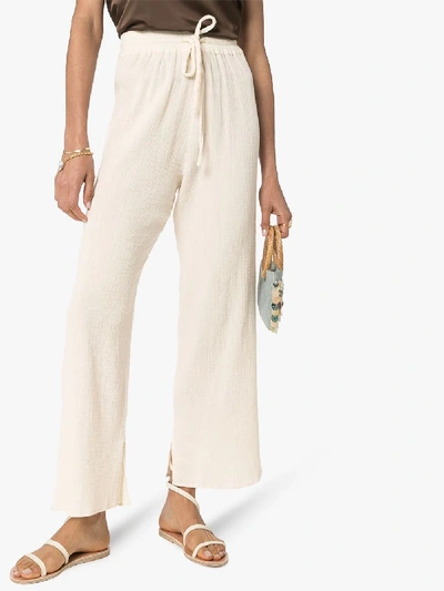 Shop Missing You Already Drawstring Cotton Trousers In Neutrals