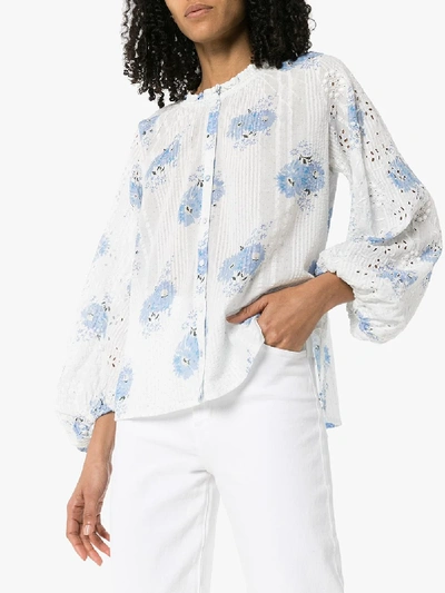 Shop Loveshackfancy Spectra Floral Broderie Anglaise Cotton Blouse In White