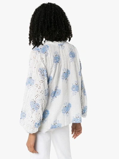 Shop Loveshackfancy Spectra Floral Broderie Anglaise Cotton Blouse In White