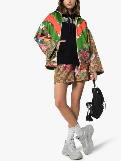 Shop Gucci Gg Flora Drawstring Shorts In Green