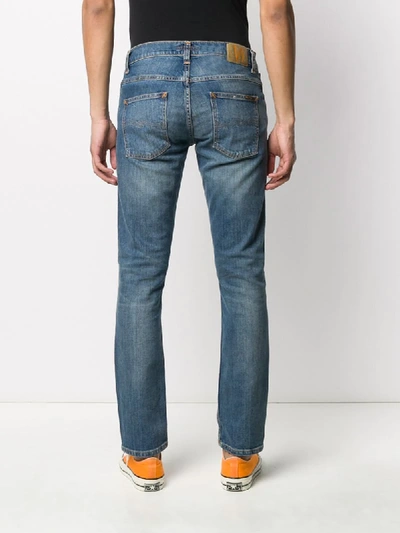 Shop Nudie Jeans Mid-rise Straight Leg Jeans In Blue