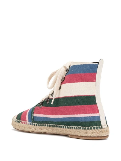 Shop Loewe Striped Canvas Espadrille Ankle Boots In Multicolour