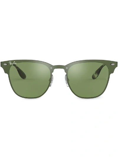 Shop Ray Ban Blaze Clubmaster Square-frame Sunglasses In Silver