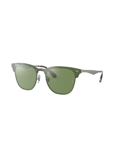Shop Ray Ban Blaze Clubmaster Square-frame Sunglasses In Silver