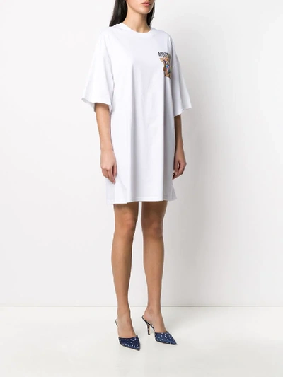 Shop Moschino Logo Print T-shirt Dress In White