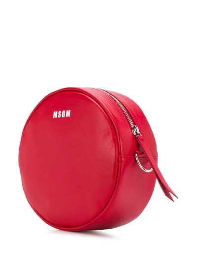 Shop Msgm Logo-print Circle Crossbody Bag In Red