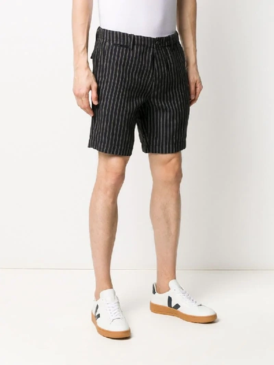 Shop Closed Striped-print Knee-length Chinos In Black