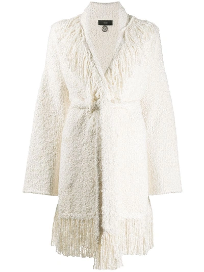 Shop Alanui Fringed Bouclé Pool Party Cardigan In Neutrals