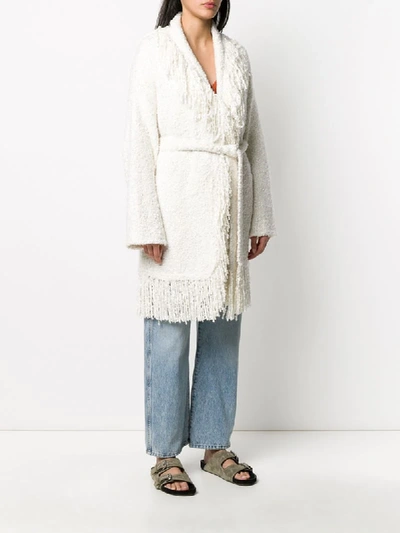 Shop Alanui Fringed Bouclé Pool Party Cardigan In Neutrals
