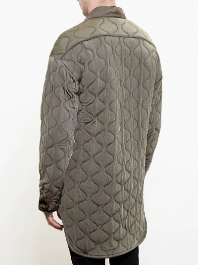 Shop Ann Demeulemeester Long Quilted Jacket In Green