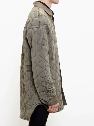 Shop Ann Demeulemeester Long Quilted Jacket In Green