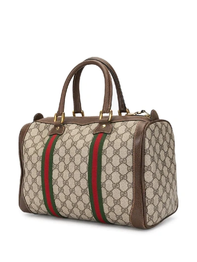 Pre-owned Gucci Gg Shelly Line Boston Hand Bag In Brown