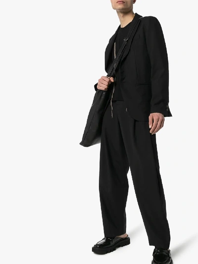 Shop Edward Crutchley Classic Wool Blazer Jacket In Black