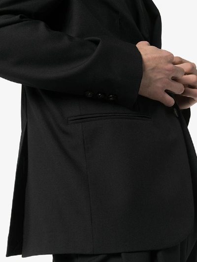 Shop Edward Crutchley Classic Wool Blazer Jacket In Black